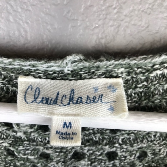 Cloud Chaser Cozy Green Chunky Knit Hooded Sweater Pullover Size Medium - Picture 7 of 8